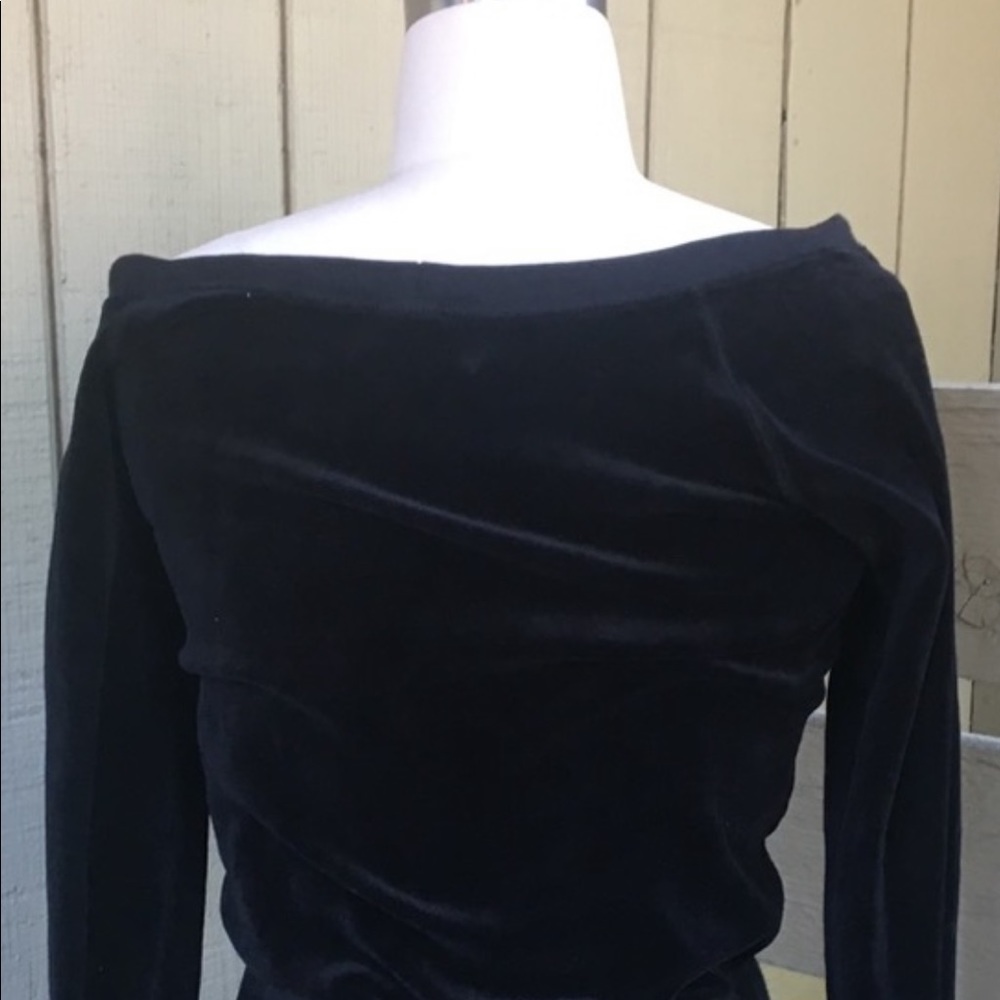 Juicy Couture Off Shoulder Velor Mini Black Dress